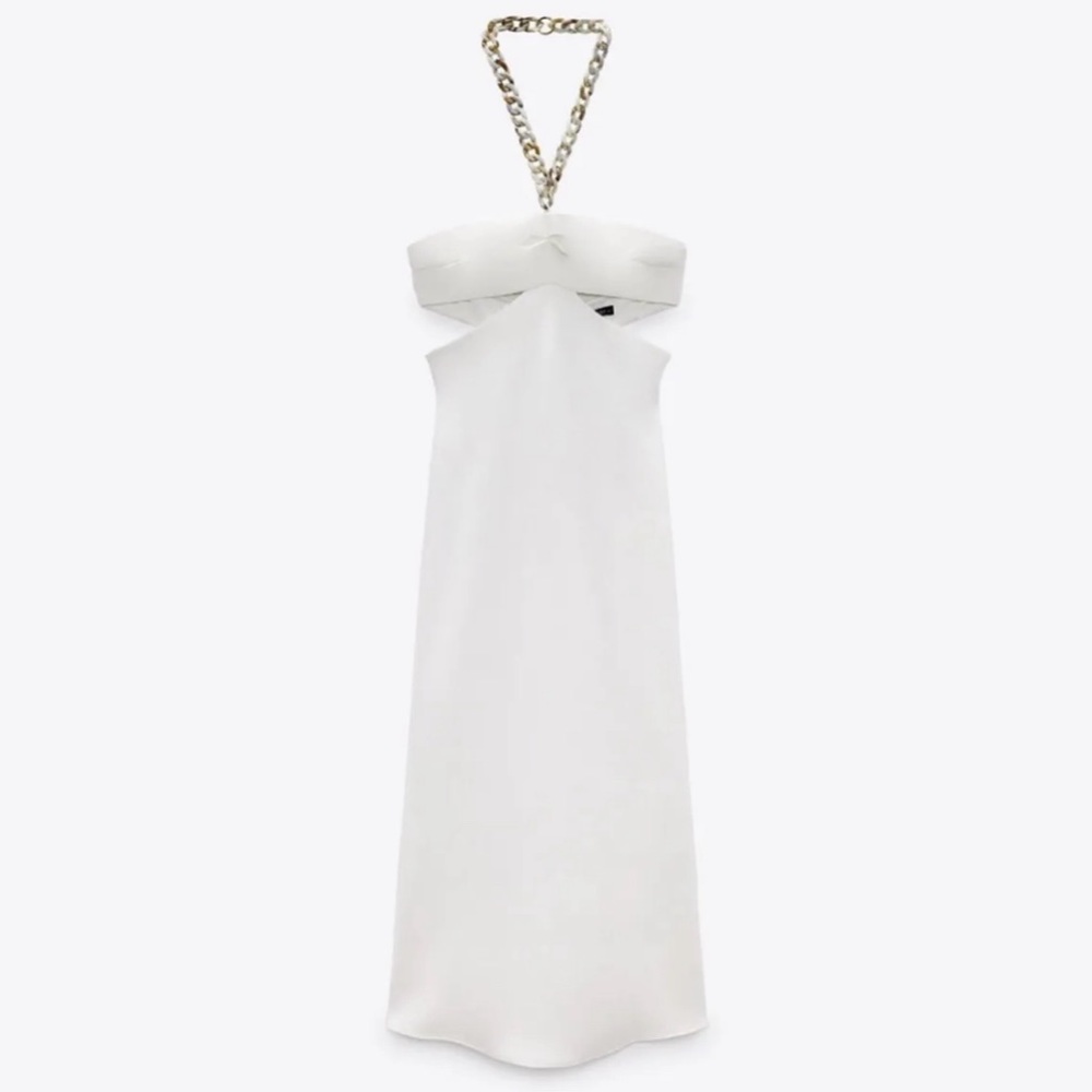 ZARA NEW CUT-OUT DRESS WITH CHAIN DETAIL - Picture 6 of 10